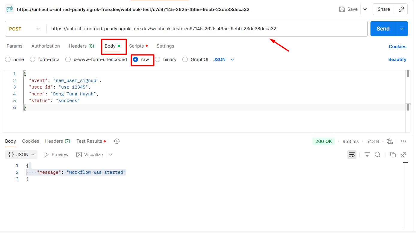 Hướng dẫn cài đặt ngrok và tích hợp n8n trên localhost A-Z 12 Thử nghiệm xây dựng workflow n8n lắng nghe Webhook qua ngrok