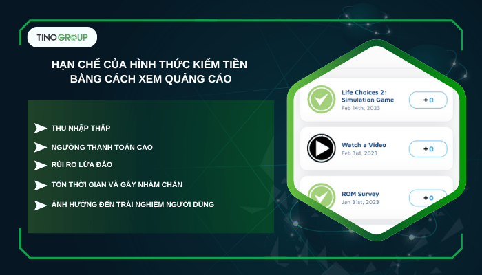Xem quảng cáo kiếm tiền có thật không? Nền tảng nào uy tín? 4 Hạn chế