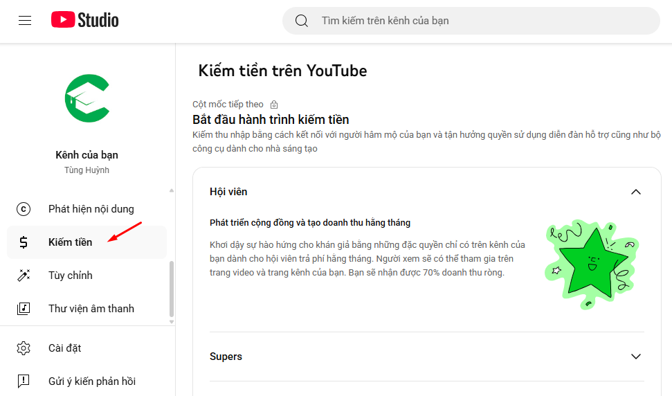 Bật kiếm tiền trên YouTube khi đủ điều kiện