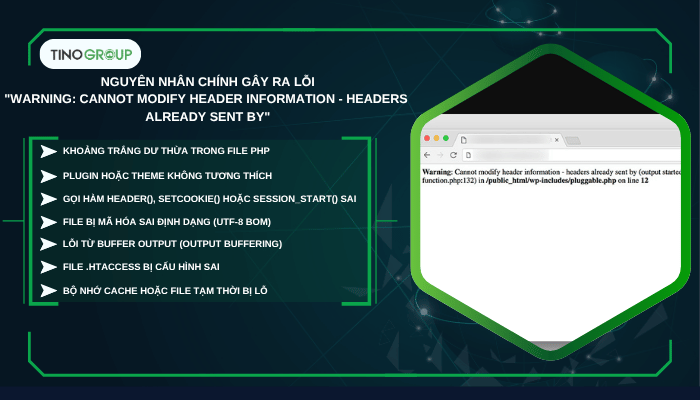 Các nguyên nhân gây ra lỗi Warning: Cannot modify header information - headers already sent by trong WordPress