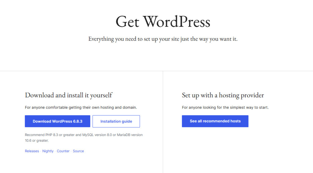 Tải gói cài đặt WordPress