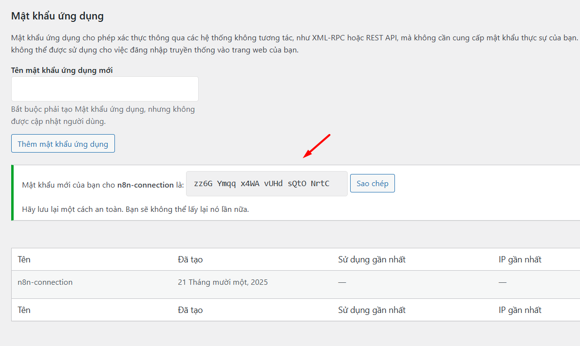Tạo Application Password trên WordPress