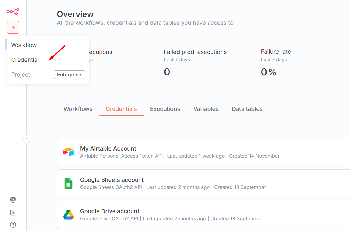 Cấu hình Credential trên n8n