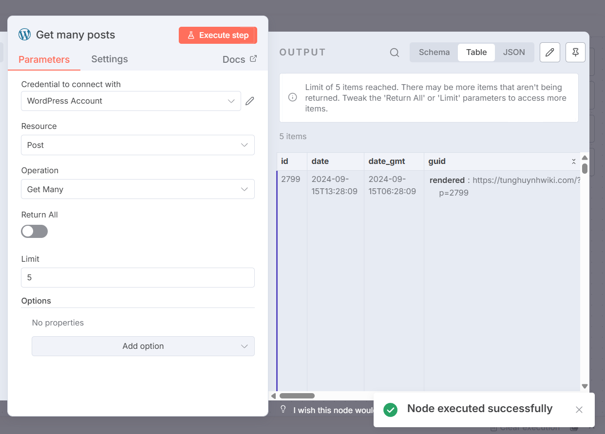 Kiểm tra kết nối (Test Workflow)