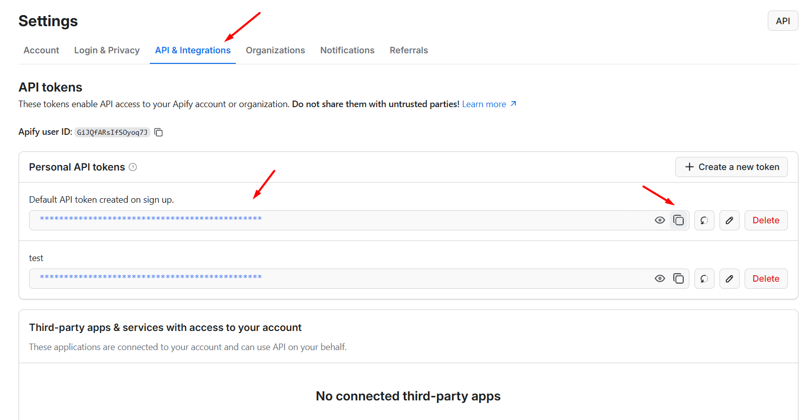 Cách lấy API Token từ Apify