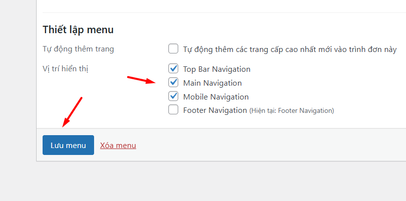Thêm trang vào menu qua Dashboard (Dành cho Classic Themes)