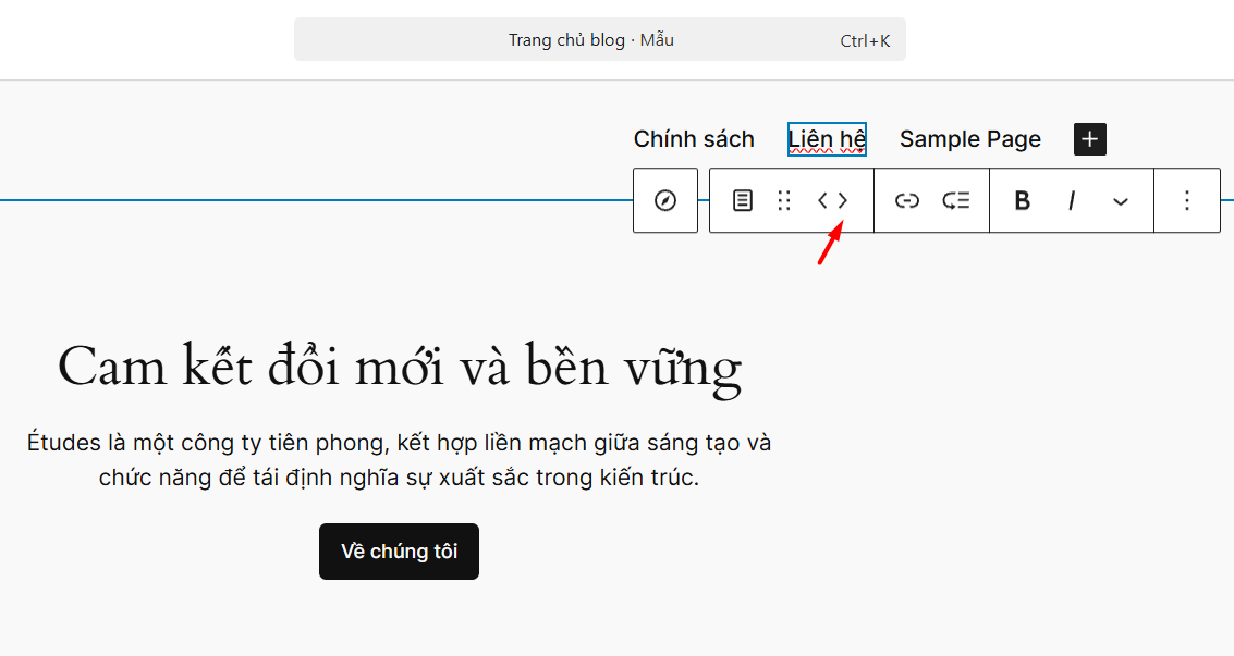 Thêm trang vào Menu bằng Site Editor (Dành cho Block Themes)