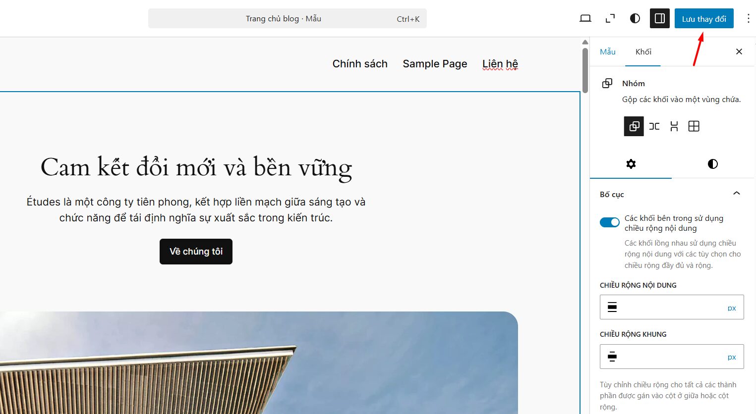 Thêm trang vào Menu bằng Site Editor (Dành cho Block Themes)