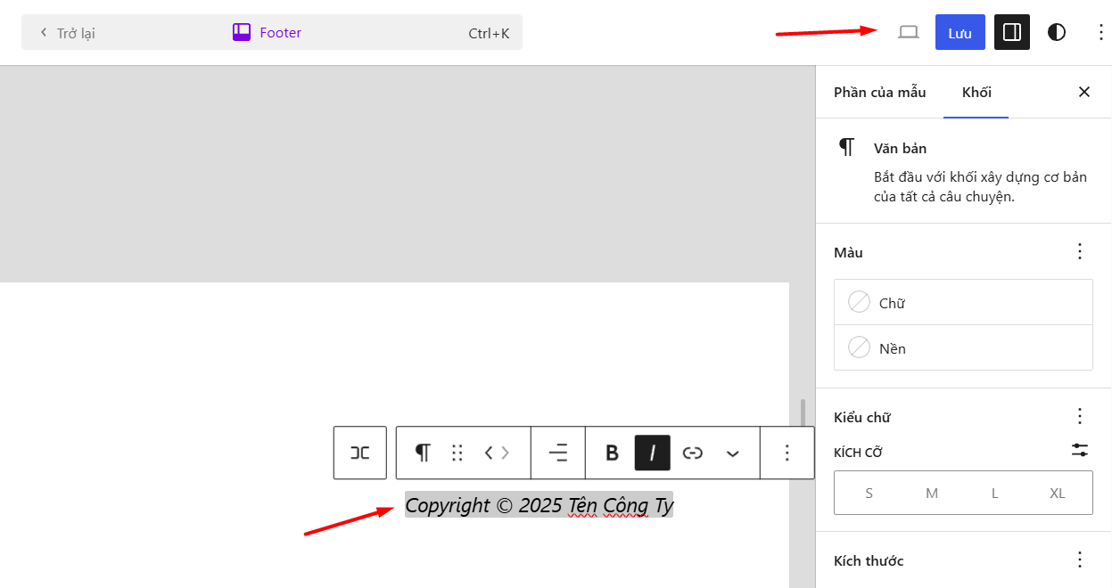 Chỉnh sửa trực tiếp bằng "Trình thiết kế" (Site Editor)