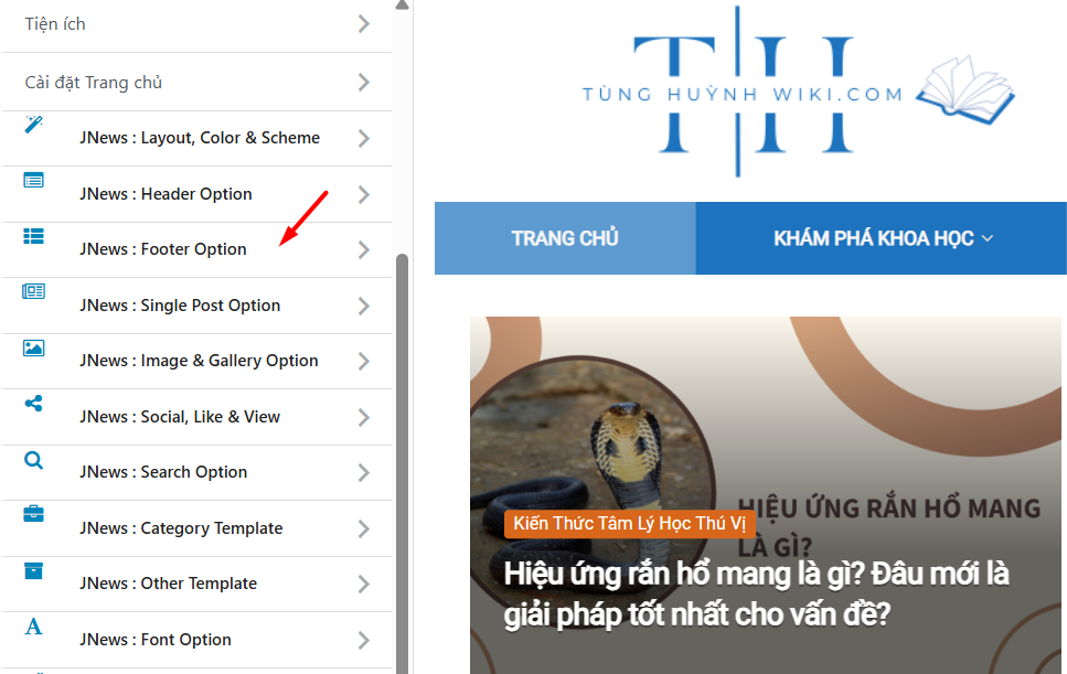 Sử dụng tính năng Theme Customizer (Tùy biến giao diện)