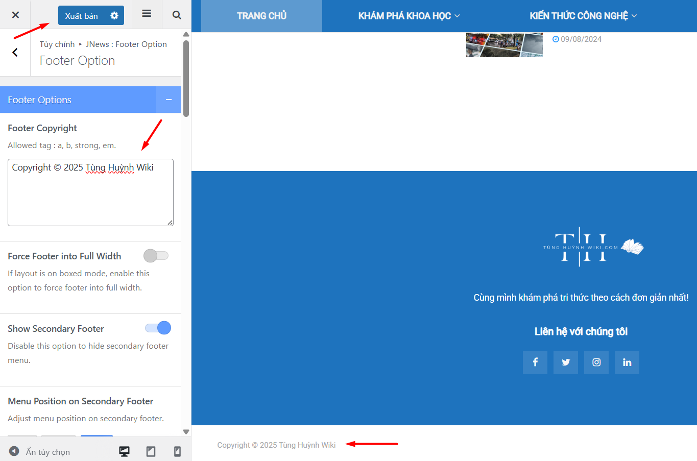 Sử dụng tính năng Theme Customizer (Tùy biến giao diện)