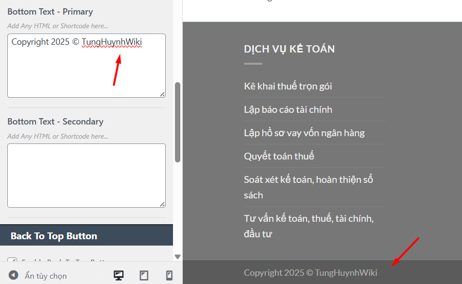 Chỉnh sửa trong Theme Options (Đối với các Theme trả phí)