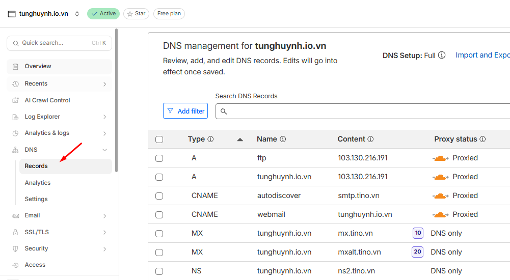 Hướng dẫn cách đăng ký và cấu hình TinoMail tại Tino 25 Cấu hình bản ghi email trên Cloudflare