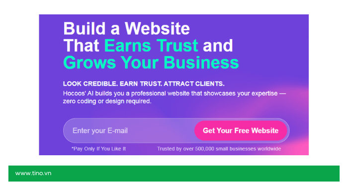 #10. Hocoos - Trình tạo web AI mới nổi đầy tiềm năng