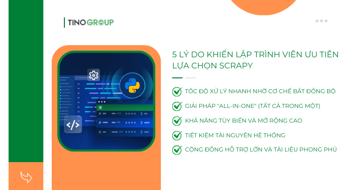 Scrapy là gì? Khám phá framework Python thu thập dữ liệu web mạnh mẽ nhất 2025 4 5 lý do khiến lập trình viên ưu tiên lựa chọn Scrapy