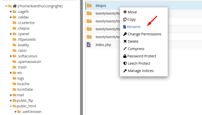 Chuyển về giao diện mặc định của WordPress