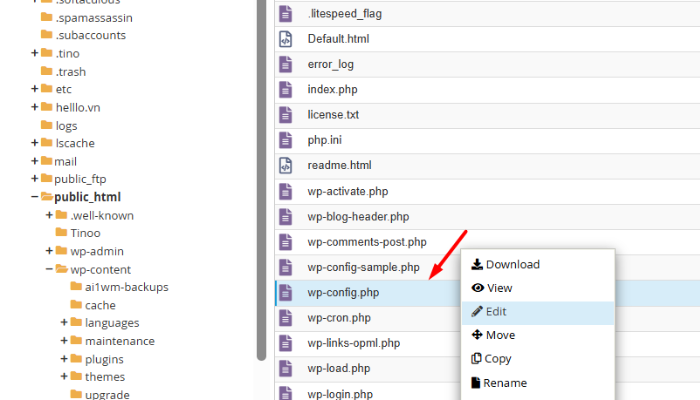 Thêm khai báo thư mục tạm vào tệp wp-config.php