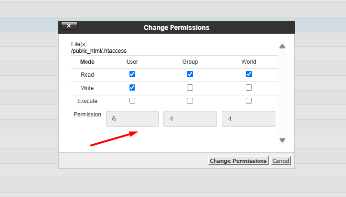 Kiểm tra quyền tệp .htaccess