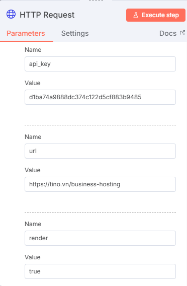Hướng dẫn cách sử dụng Scraper API với n8n A-Z 9 Cấu hình Query Parameters (Tham số truy vấn)