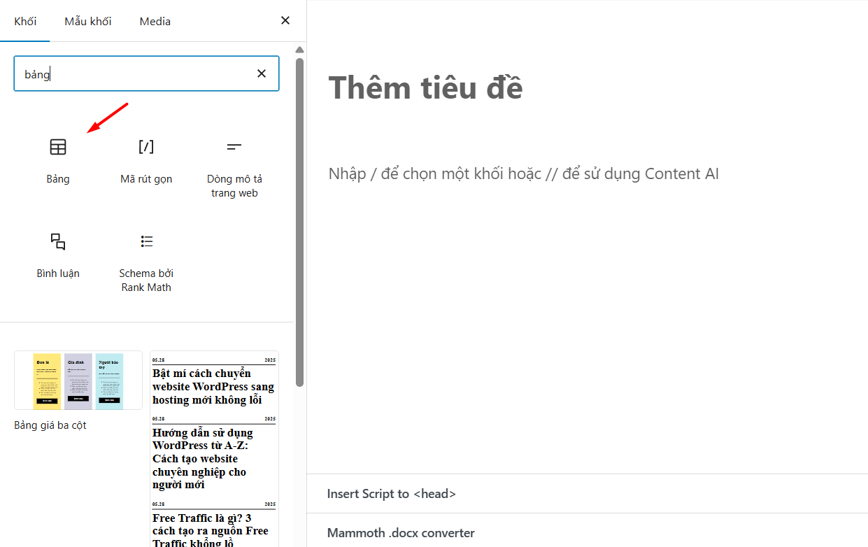 Sử dụng Trình soạn thảo Block Editor (Gutenberg)