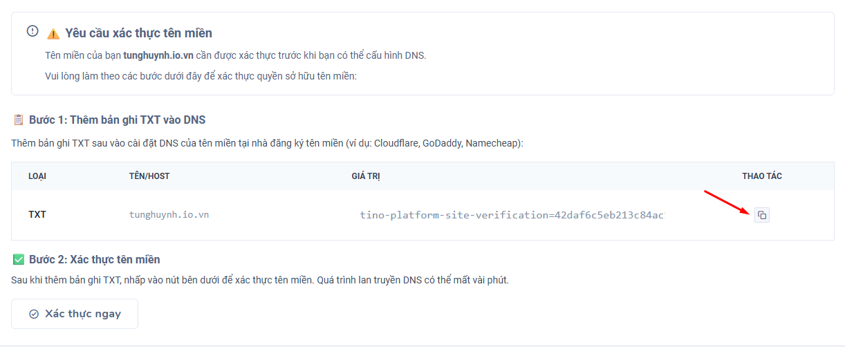 Hướng dẫn cách đăng ký và cấu hình TinoMail tại Tino 14 Cấu hình với tên miền mua tại nhà cung cấp khác