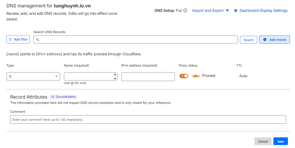 Hướng dẫn cách đăng ký và cấu hình TinoMail tại Tino 28 Thêm bản ghi thủ công