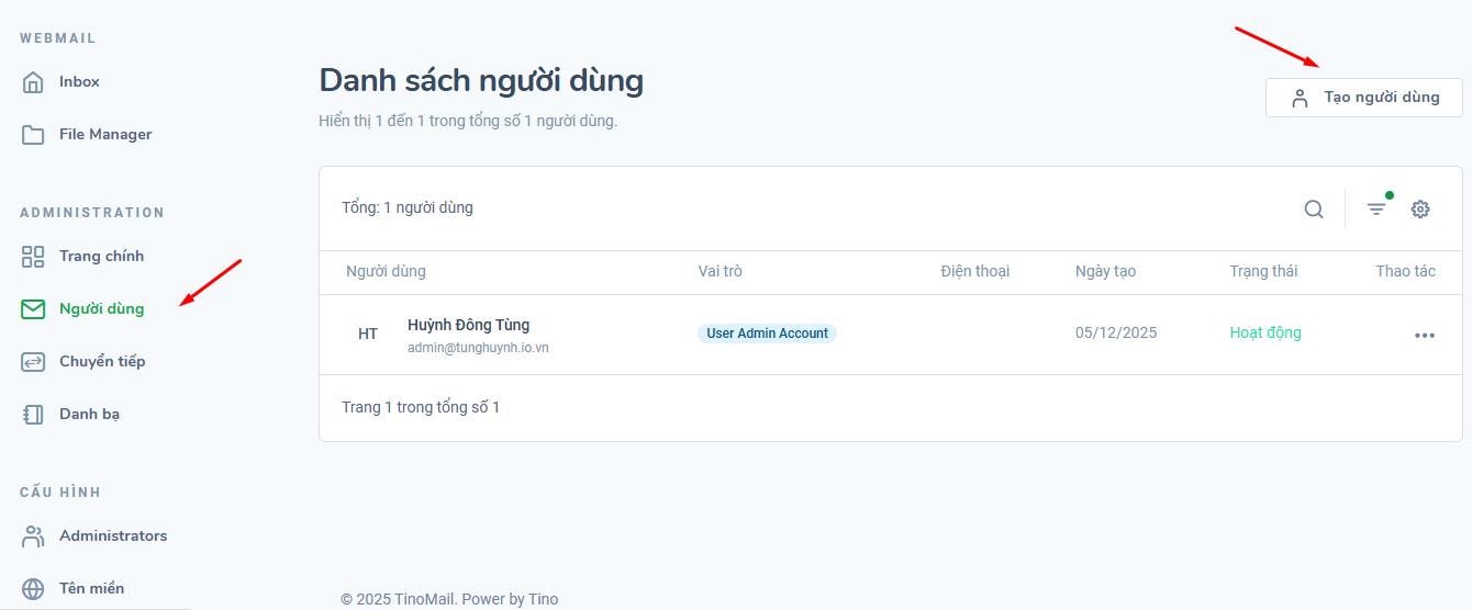 Hướng dẫn cách đăng ký và cấu hình TinoMail tại Tino 35 Cách tạo tài khoản email người dùng mới