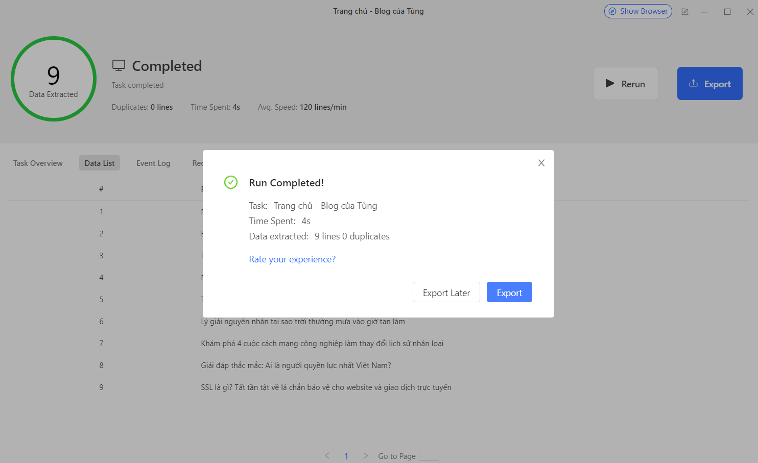 Octoparse là gì? Giải pháp "cào" dữ liệu website tự động không cần code 15 Xuất dữ liệu