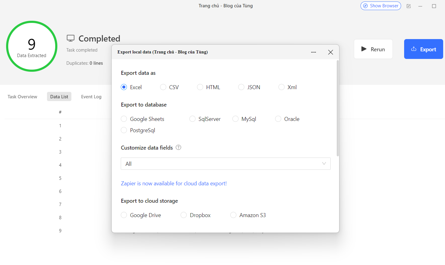 Octoparse là gì? Giải pháp "cào" dữ liệu website tự động không cần code 16 Xuất dữ liệu