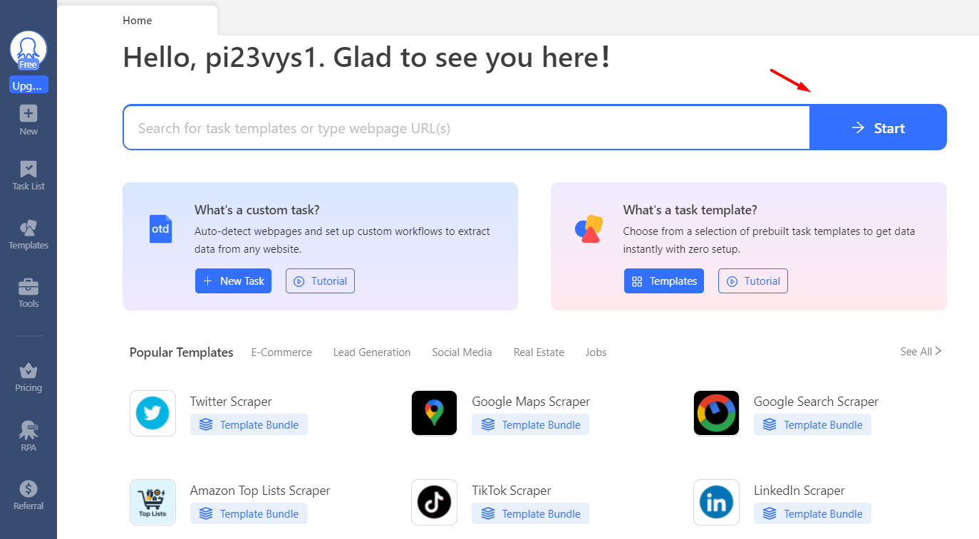 Octoparse là gì? Giải pháp "cào" dữ liệu website tự động không cần code 8 Nhập địa chỉ website (URL)