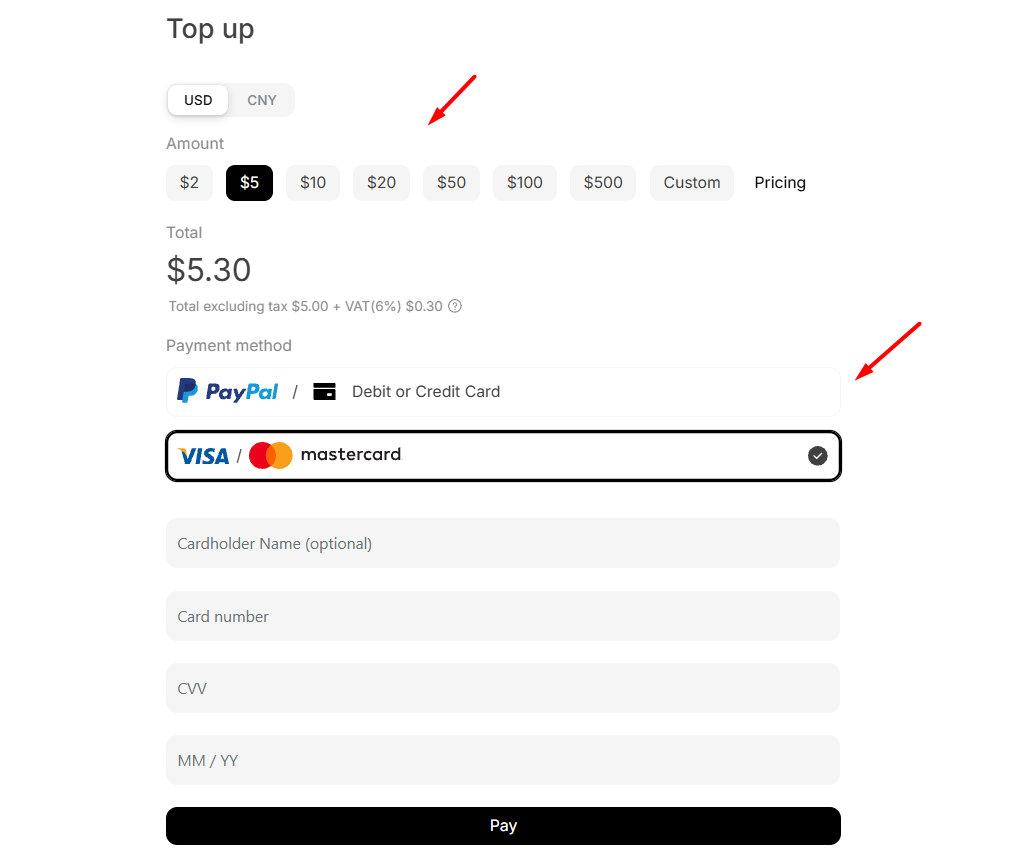Hướng dẫn nạp tiền để kích hoạt API