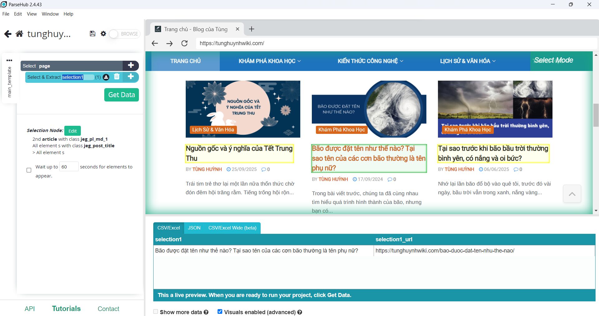 Chọn tiêu đề bài viết (Selection)