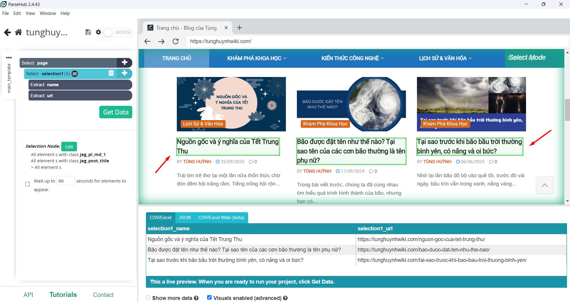 Chọn tiêu đề bài viết (Selection)