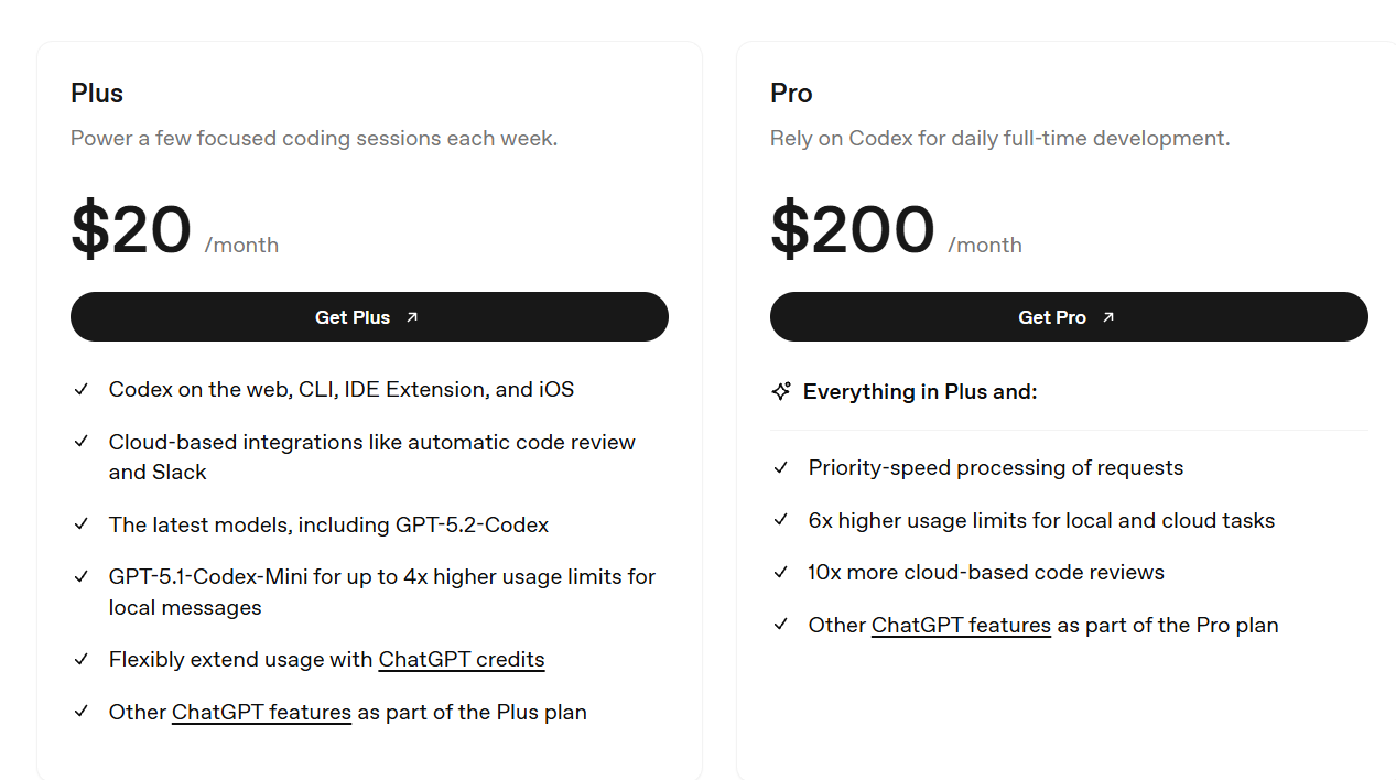Codex GPT là gì? Giải mã mô hình AI đã thay đổi tư duy lập trình hiện đại 7 Các gói đăng ký (Subscription Plans)