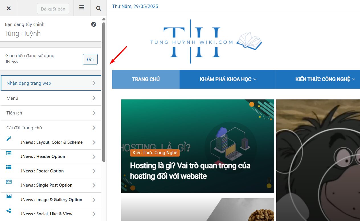 Thay đổi tiêu đề trang bằng WordPress Customizer