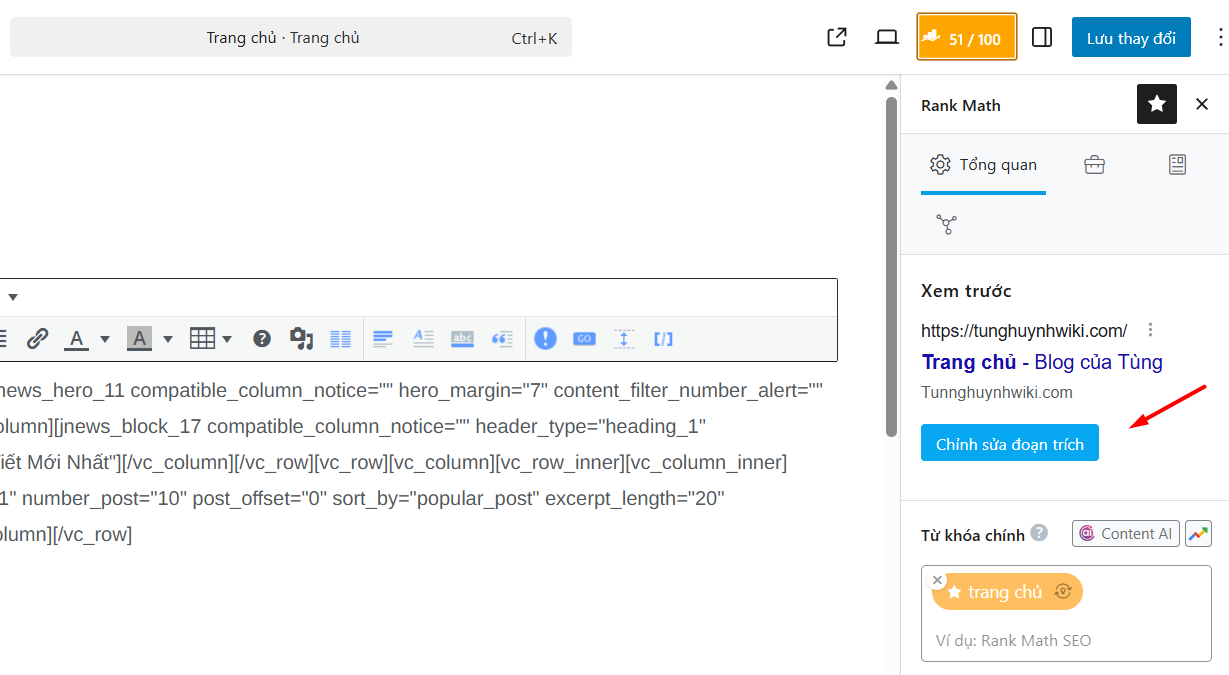 Thay đổi tiêu đề trang bằng Plugin Rank Math