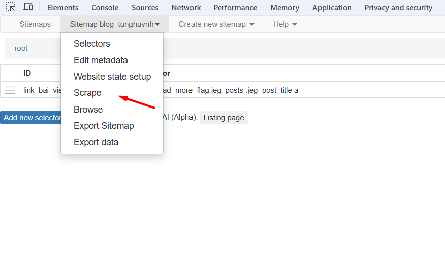 Chạy Scraper và trích xuất dữ liệu