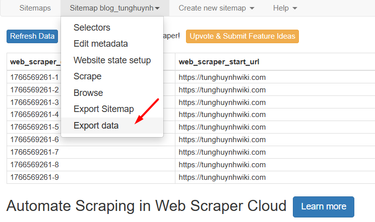 Chạy Scraper và trích xuất dữ liệu