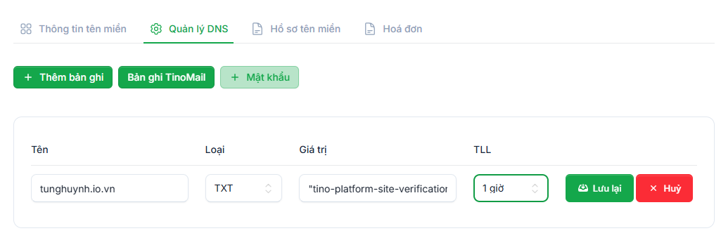 Giai đoạn 1: Xác thực quyền sở hữu tên miền