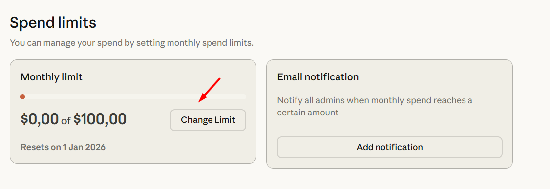 Thiết lập giới hạn chi tiêu (Limits)