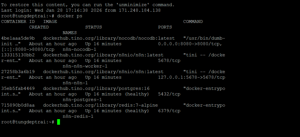 Xác định tên Container của n8n