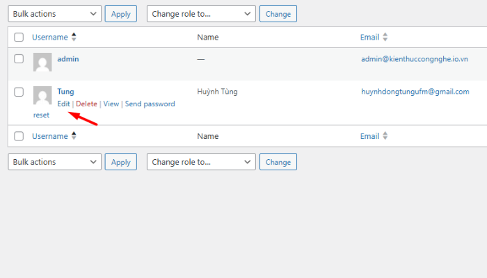 Kiểm tra cài đặt người dùng