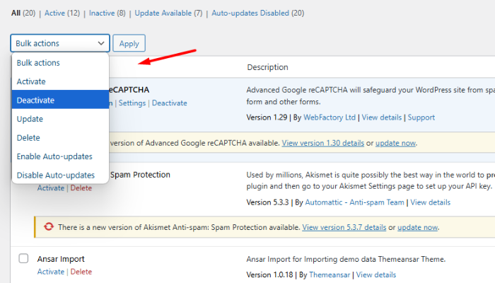 Kiểm tra xung đột plugin