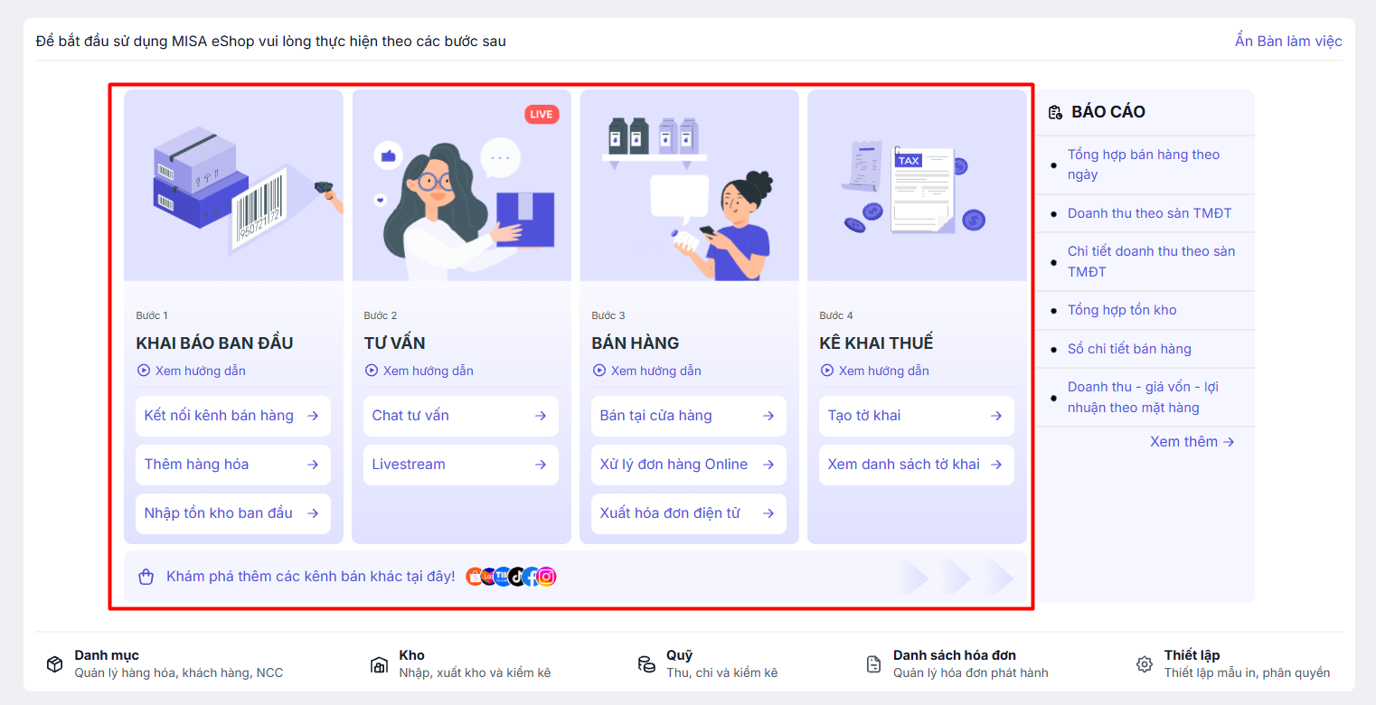 Khu vực làm việc trung tâm (Bàn làm việc)