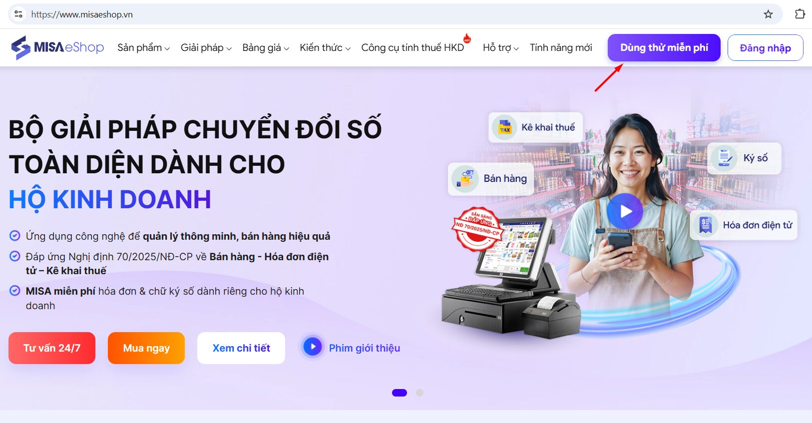 Đăng ký tài khoản MISA eShop