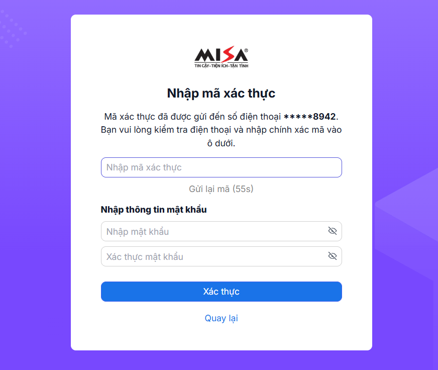Đăng ký tài khoản MISA eShop