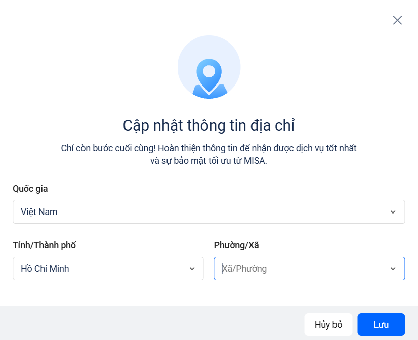 Cập nhật thông tin địa chỉ