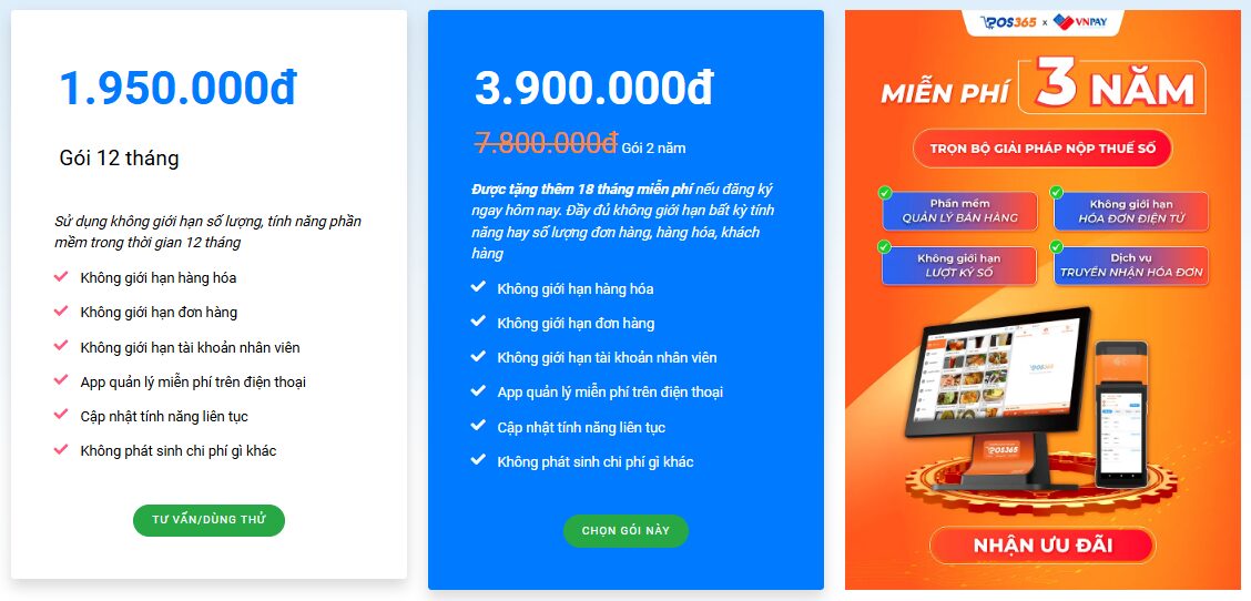 So sánh POS365 và KiotViet: Cuộc đua của hai giải pháp quản lý bán hàng hàng đầu 2026 7 Chi phí sử dụng POS365