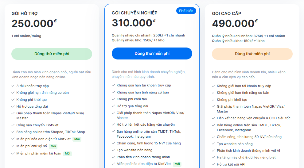 So sánh POS365 và KiotViet: Cuộc đua của hai giải pháp quản lý bán hàng hàng đầu 2026 8 Chi phí sử dụng KiotViet