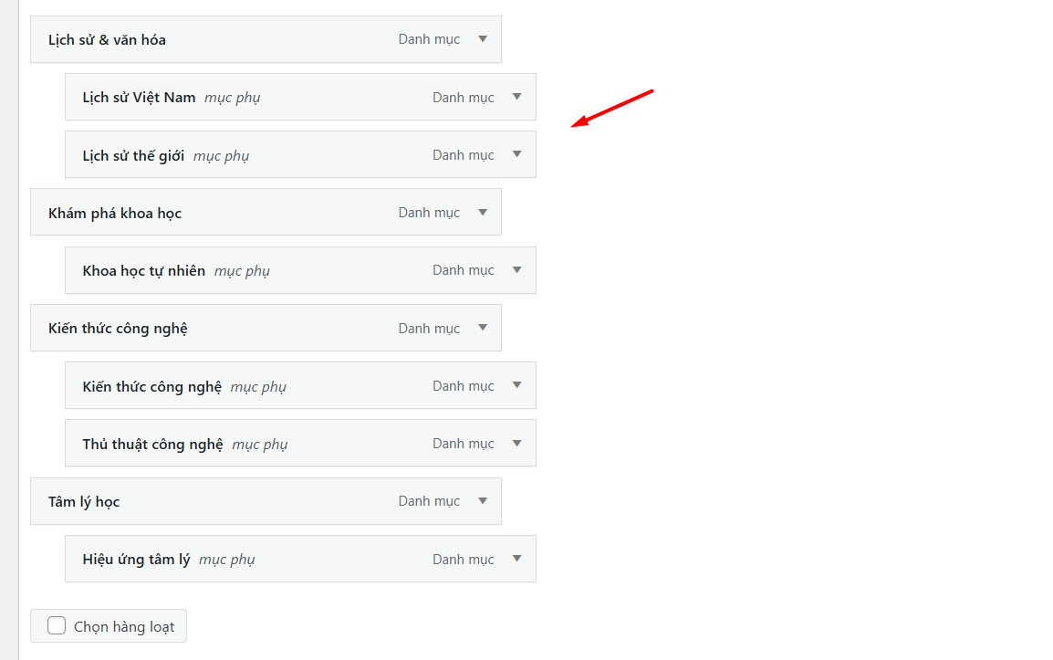 Tạo menu đa cấp qua trình tạo menu cổ điển của WordPres